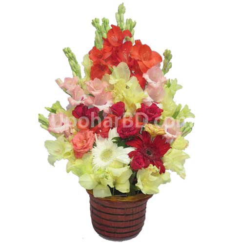 Terracotta bouquet with gerbera and roses