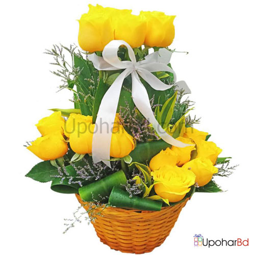 Yellow Roses in Basket