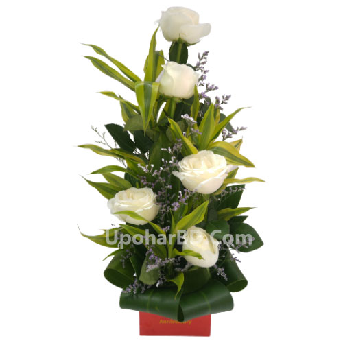 White Rose Basket