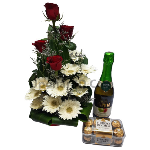 Flower Arrangement With Celebration Drink