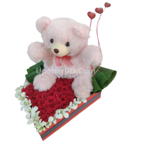 Enchantment Gift Arrangement With Rose And Teddy