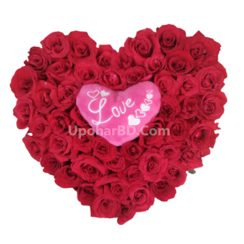 Heart Design With Rose And Pillow
