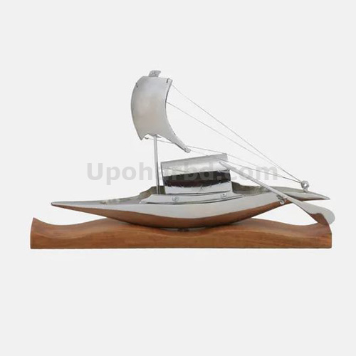 Brass Boat On Wooden Frame