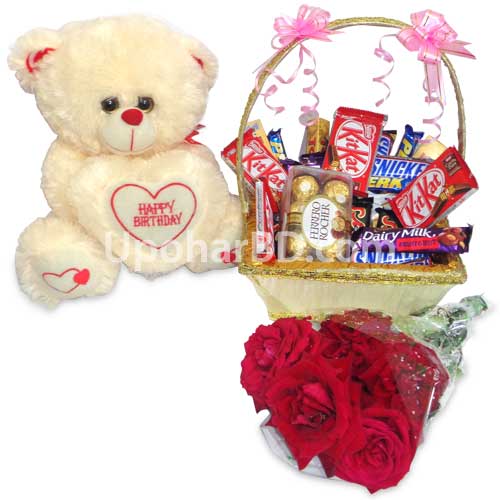 Chocolate basket with teddy bear