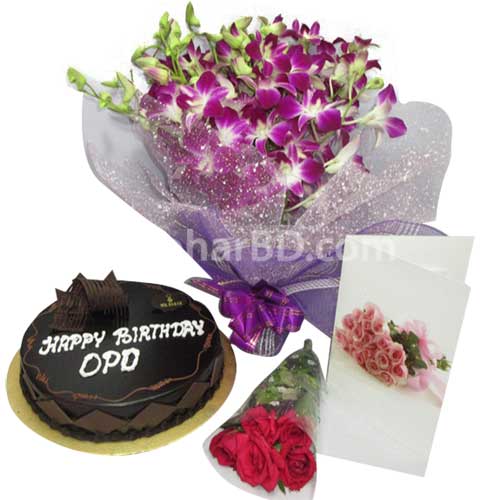 Mr Baker cake and orchid gift package