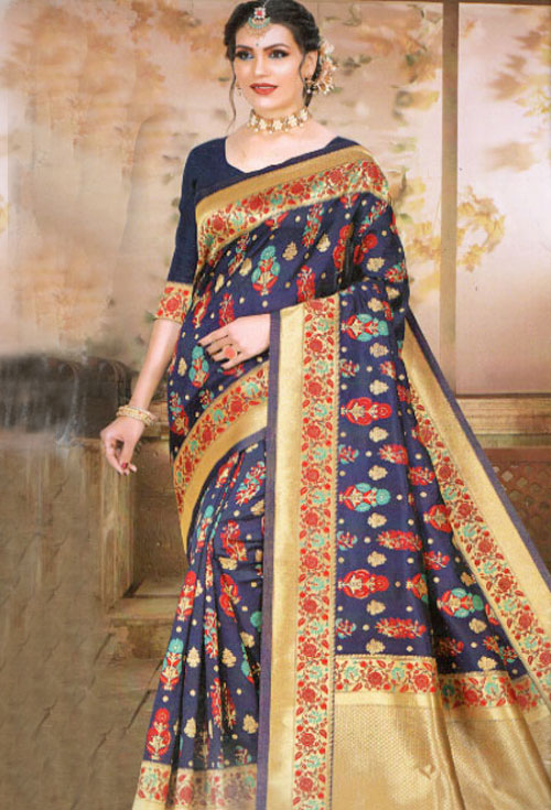 Nashville Blue Silk Saree