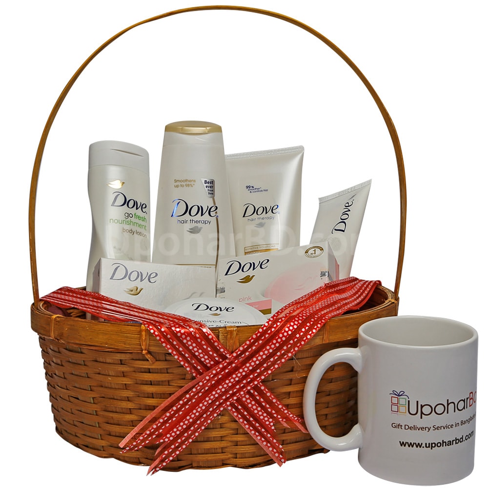 Branded mug with dove cosmetics