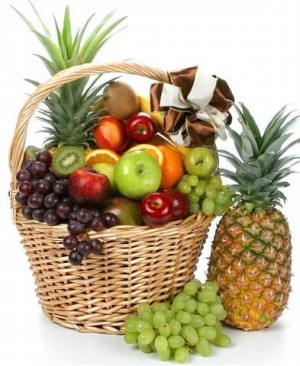 Fruit basket with Pineapple and grapes