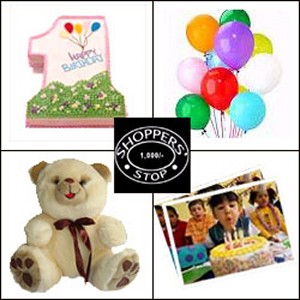 Birthday gift package with number shape cake and the lot