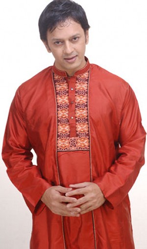 Silk Panjabi in red colour