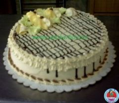 Cake with chocolate stripes