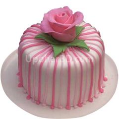 Pink Flower Stripes Cake