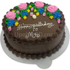 Cake with chocolate flavour and flowers