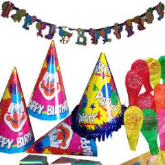 Birthday deal with candle, cake server, balloons and caps