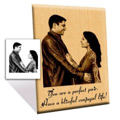 Engraved wooden photo