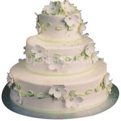 Three Layer White Flower Cake