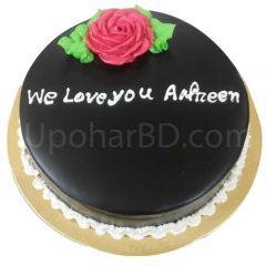 Chocolate coated floral design cake