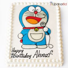 Doremon cartoon designed cake on birthday