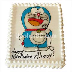 Doremon cartoon designed cake on birthday
