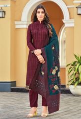 Garnet Maroon Color Designer Party Suit
