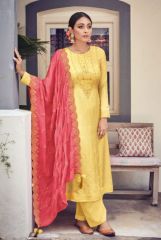 Blonde Yellow Deepsy Hand Work Embroidered Suit