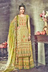 Olive Drab Color Georgette Suit For Her