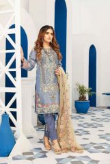 Periwinkle Purple Hand Work Embroidered Suit