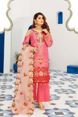 Hot Pink Color Hand Work Embroidered Suit