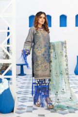 Steel Blue Hand Work Embroidered Suit
