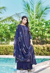 Indigo Blue Color Embroidery Suit
