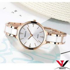 White Quartz Wrist Watch for her