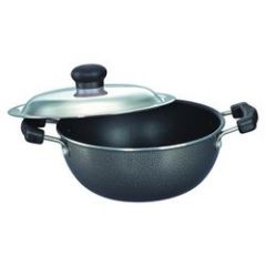 Flat Base Deep cooking pot, 200 mm with Lid