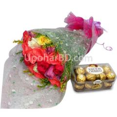 Shiny roses with chocolate