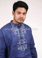 Cotton panjabi in Navy Blue colour