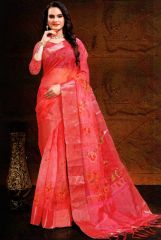 Carmine Color Fancy Saree