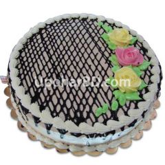 Stripes and flowers designed cake
