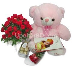 Teddy bear, Ferrero Rocher and chocolate package