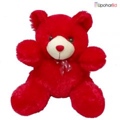 Soft teddy bear in red