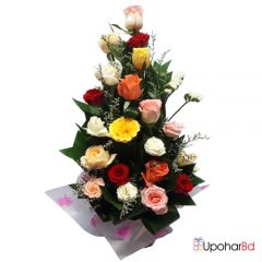 Arrangement of Multi colour imported  Roses