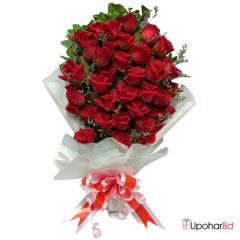 35 red roses in a bunch