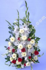 Arrangement of mix colour roses