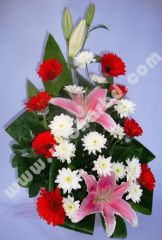 Gerbera with stargazer lilies