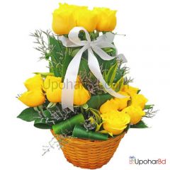 Yellow Roses in Basket