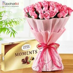 Stunning Pink Flowers with Ferrero Rocher Moment Chocolate Box