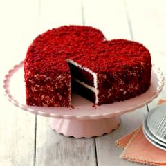 Heart shaped red velvet cake