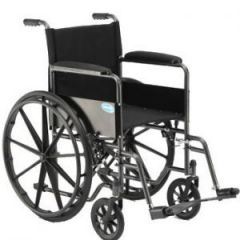 Wheelchair with permanent arms and footrests
